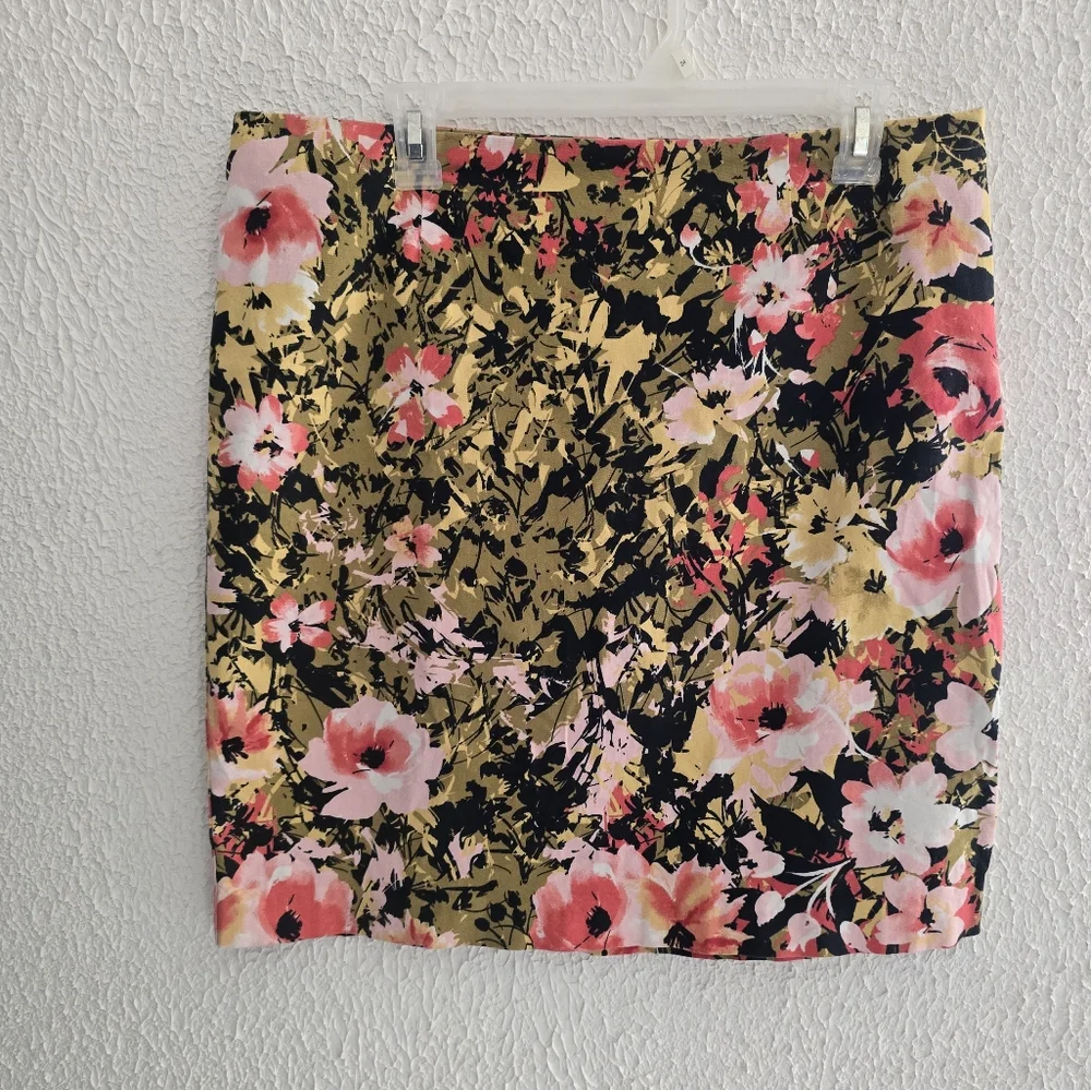 J Jill Woman's 12 Floral Cotton Blend‎ Pencil skirt